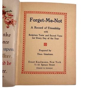 Forget-Me-Not A Record of Friendship Prayer Book Ensslin & Laiblin, Reutlingen